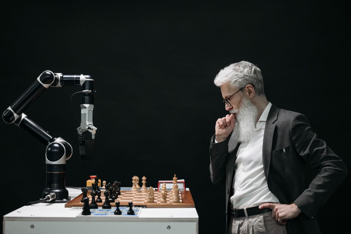 Specialist working with an AI-driven robotic system